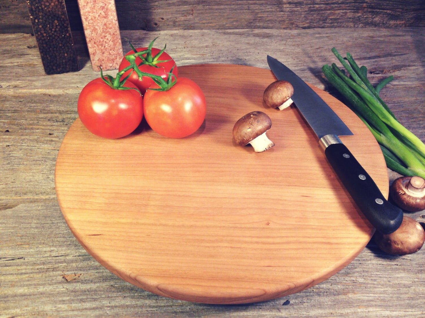 Butcher Block Style Cherry Lazy Susan