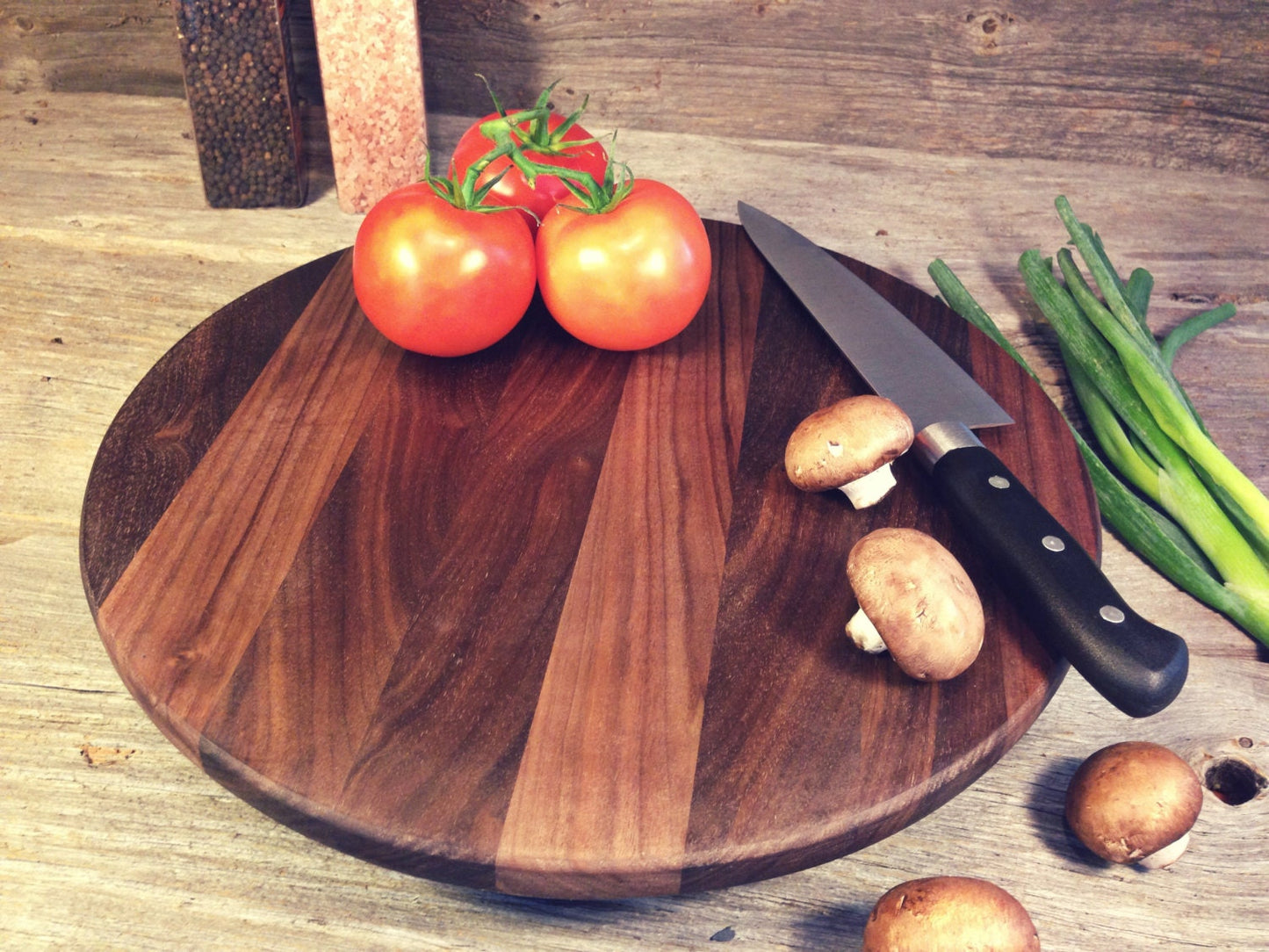 Butcher Block Style Walnut Lazy Susan