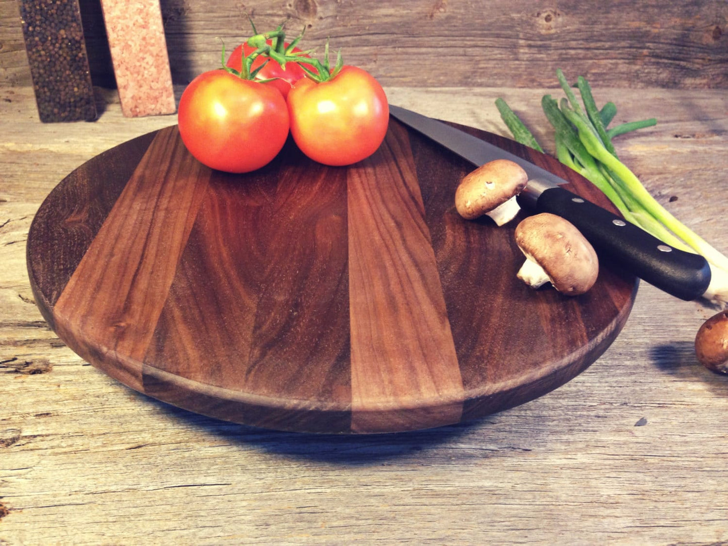 Butcher Block Style Walnut Lazy Susan