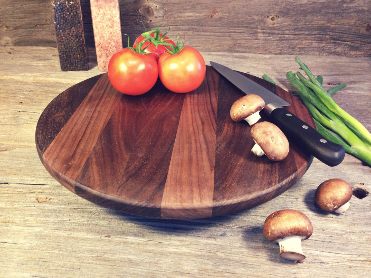 Butcher Block Style Walnut Lazy Susan