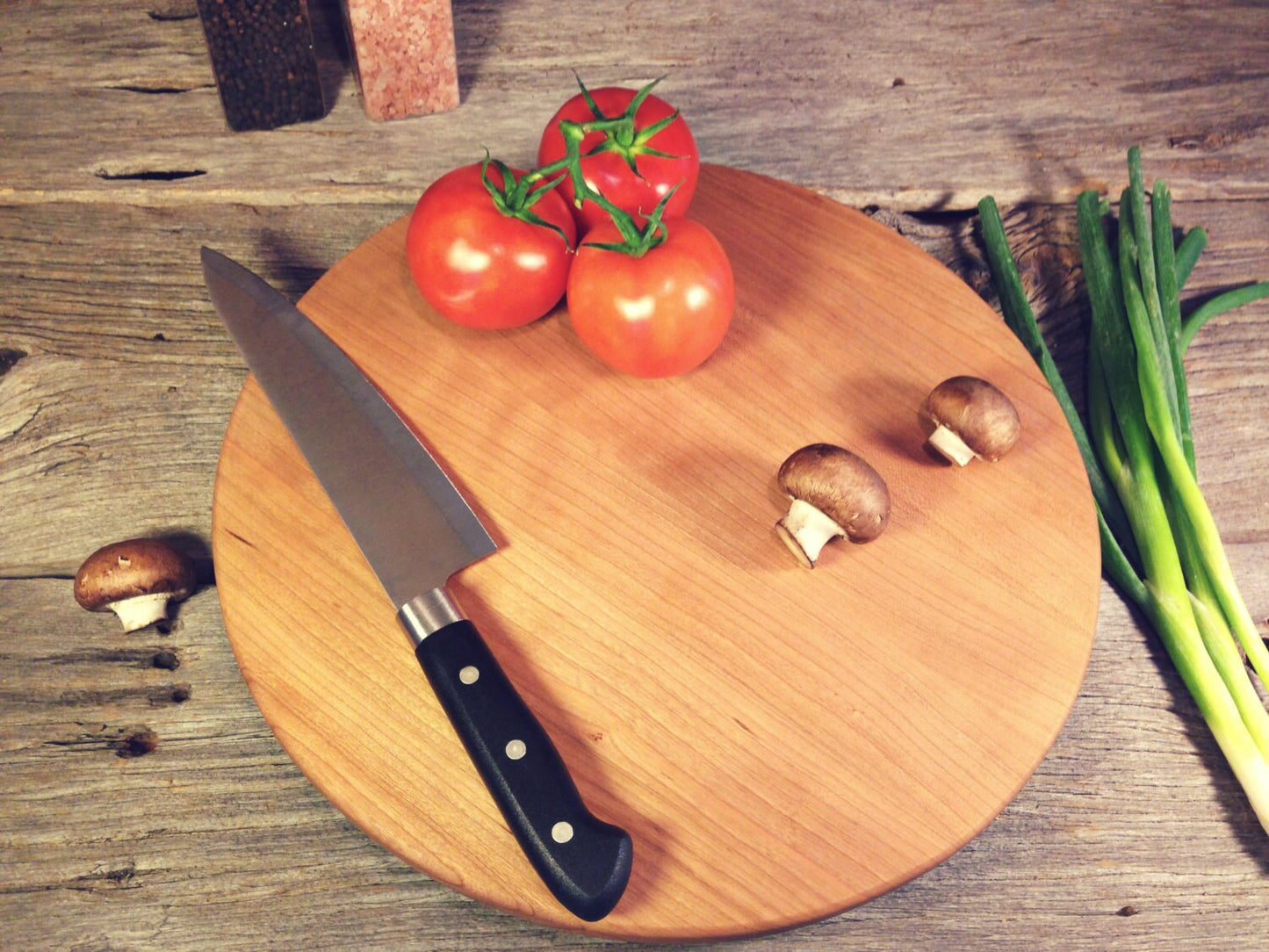 Butcher Block Style Cherry Lazy Susan