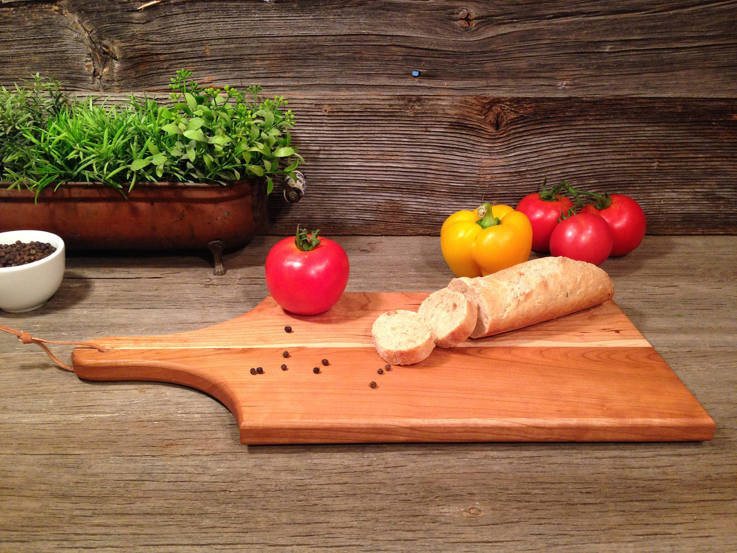 Large Cherry Reversible Serving Board w/Handle