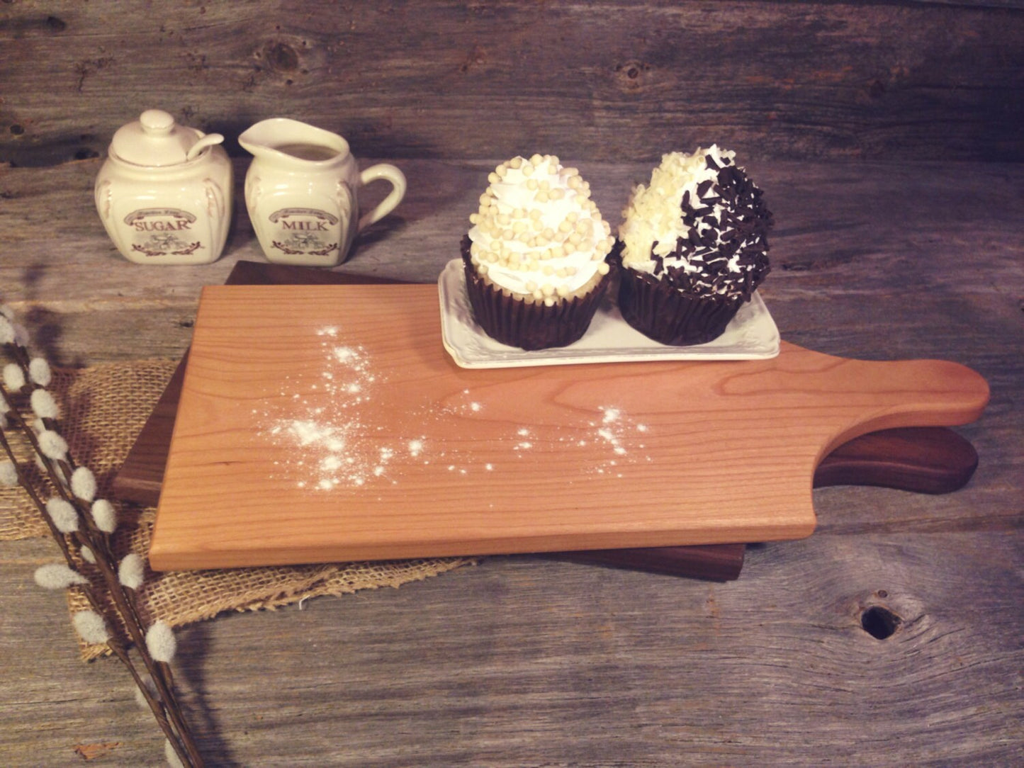 Large Cherry Reversible Serving Board w/Handle