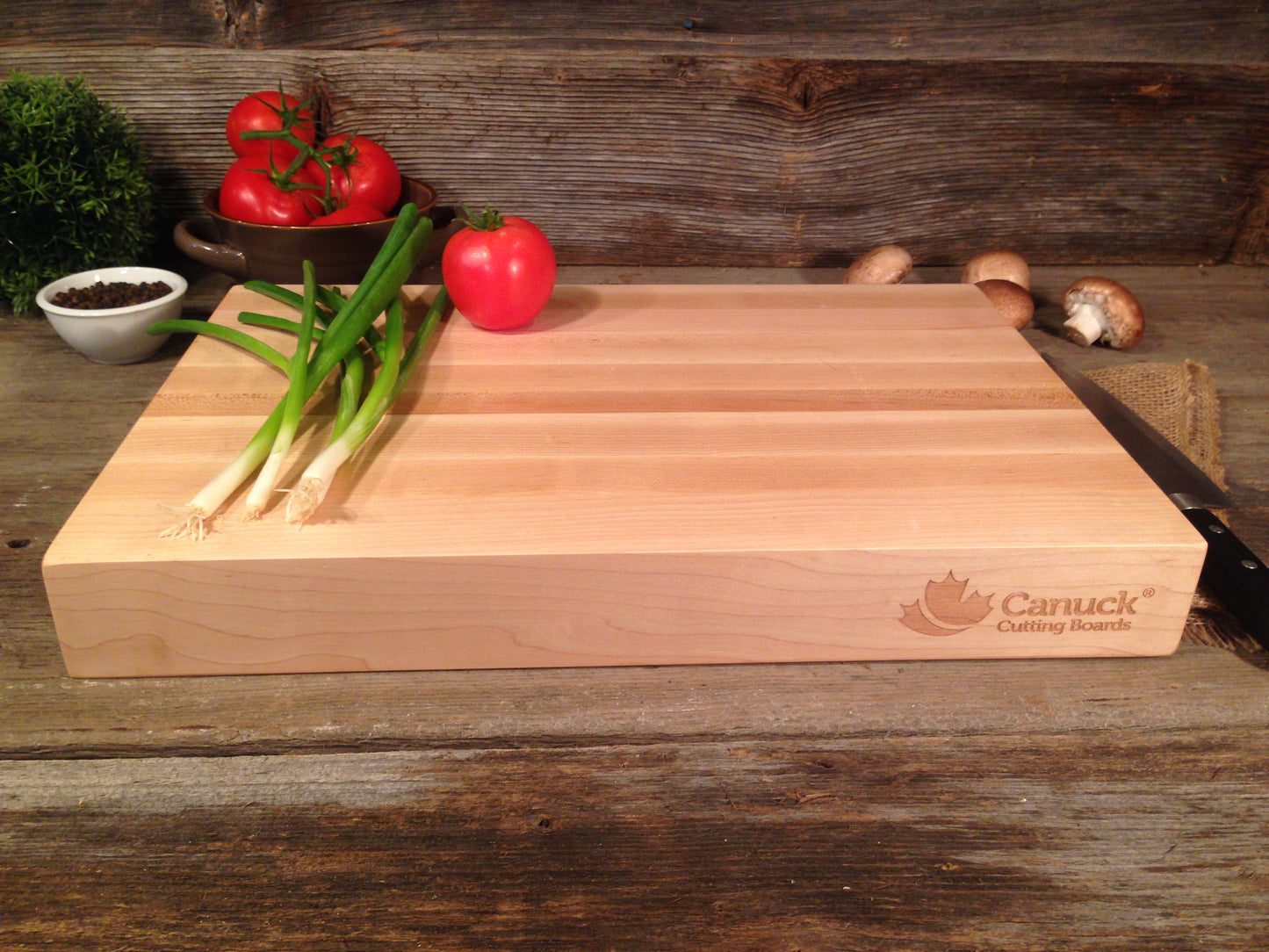 Hard Maple Butcher Block Reversible Canuck Cutting Board - 2 1/4" x 12" x 18"