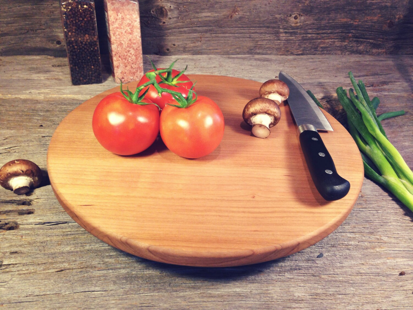 Butcher Block Style Cherry Lazy Susan